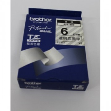 BROTHER LABEL TAPE 6MM BLACK ON CLEAR